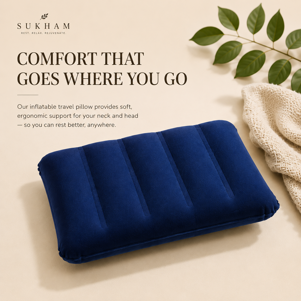 Inflatable Air Pillow for Travel & Camping