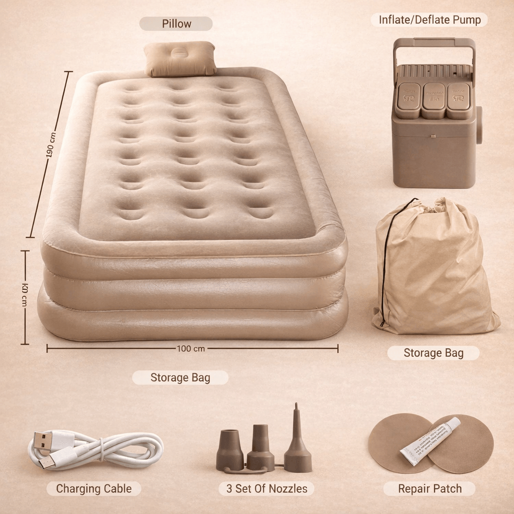 Inflatable Air Bed Mattress with Built-in Pump