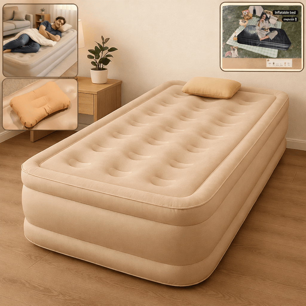 Inflatable Air Bed Mattress with Built-in Pump