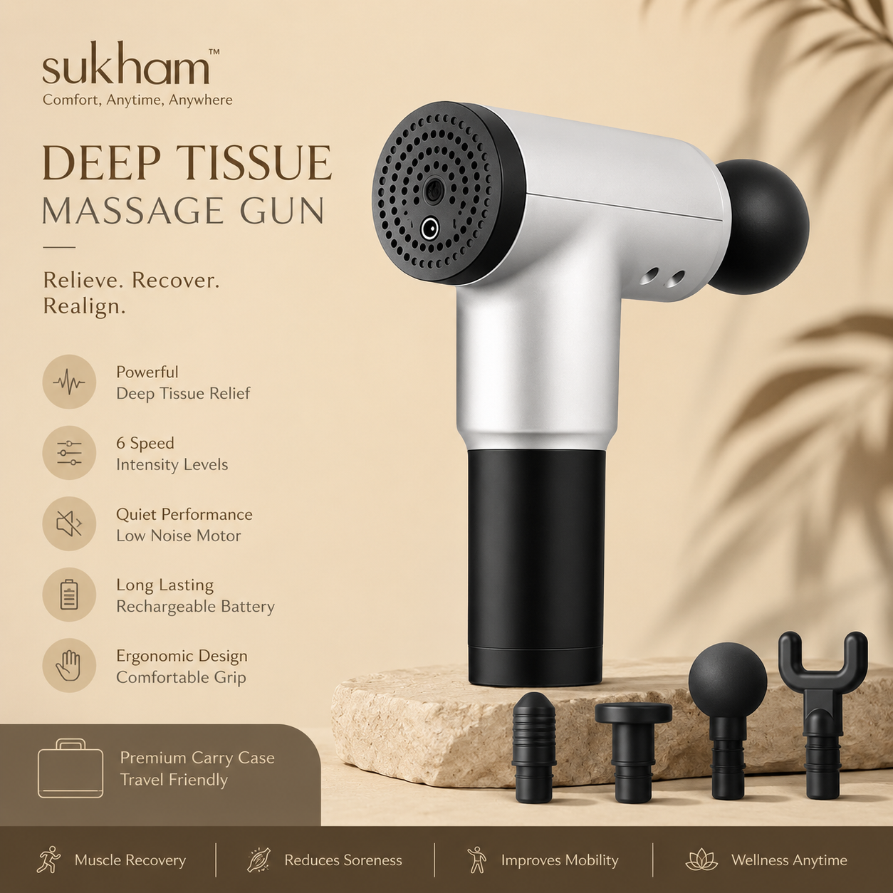 Deep Tissue Massage Gun for Body Pain Relief | Powerful Full Body Massage