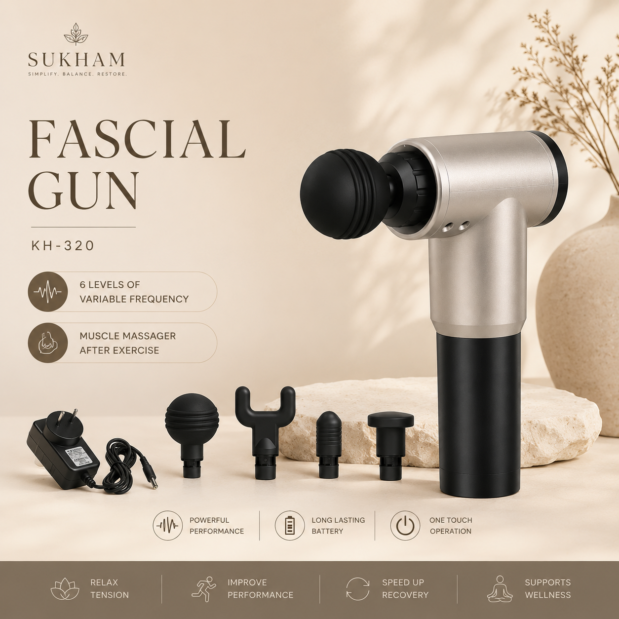 Deep Tissue Massage Gun for Body Pain Relief | Powerful Full Body Massage