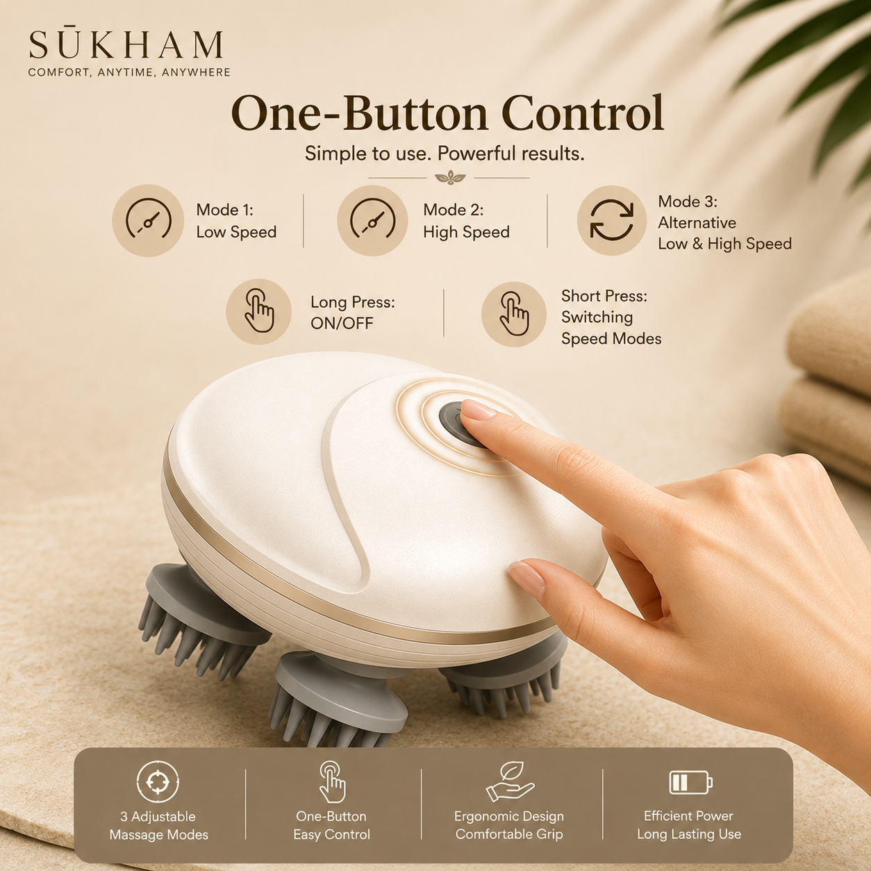 Scalp Head Massager for Hair Growth with 96 Silicone Points – Detachable Head