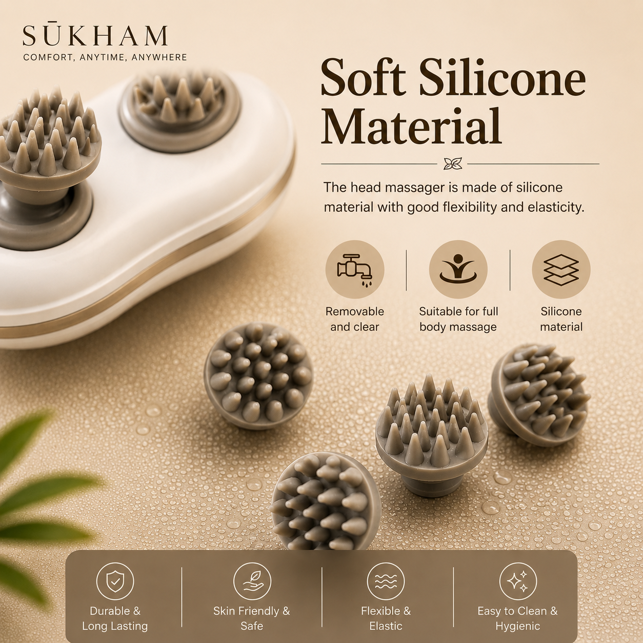 Scalp Head Massager for Hair Growth with 96 Silicone Points – Detachable Head
